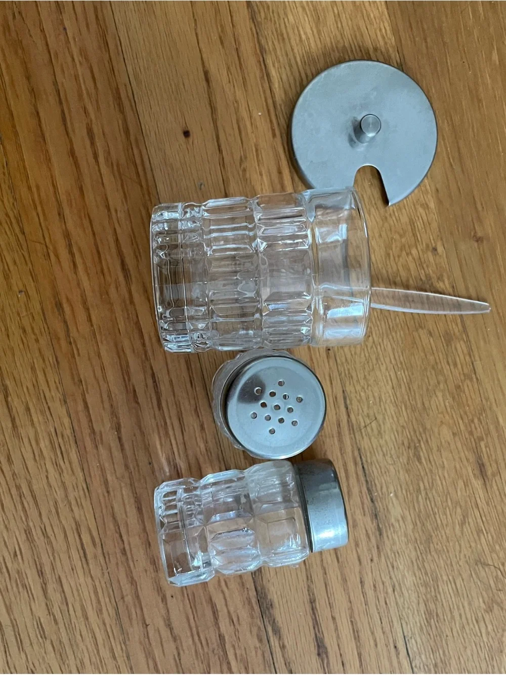 Clear Glass Salt and Pepper Shaker Set with Stainless Lids